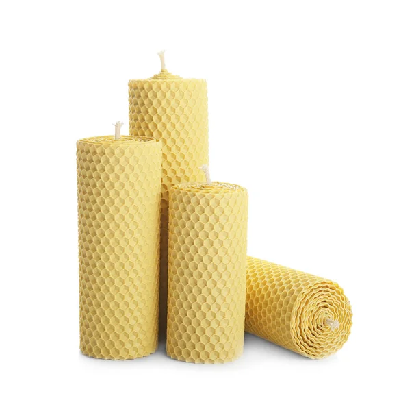 Wax Candles White Background — Stock Photo, Image