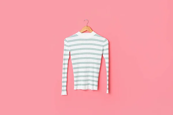 Hanger Stylish Sweater Color Background — Stock Photo, Image