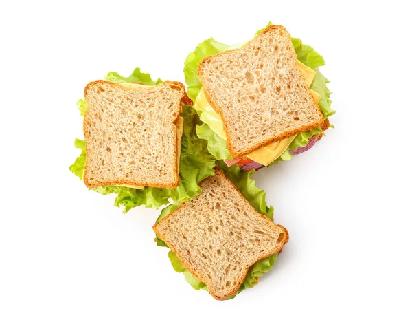 Смачні Бутерброди Білому Тлі — стокове фото