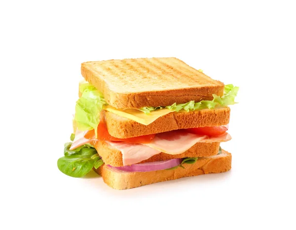 Smaklig Smörgås Vit Bakgrund — Stockfoto