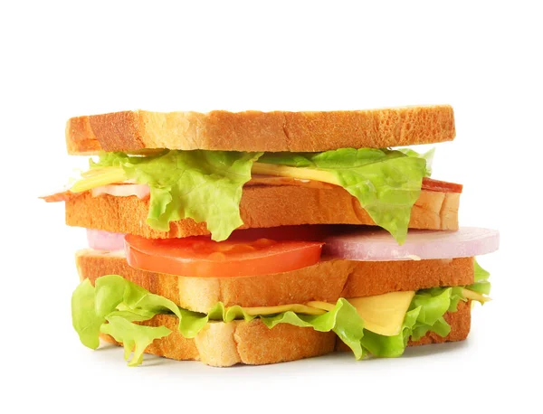 Смачний Бутерброд Білому Тлі — стокове фото