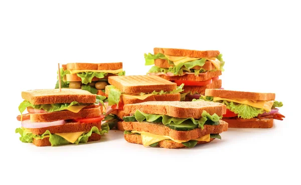 Beyaz Arka Planda Lezzetli Sandviçler — Stok fotoğraf