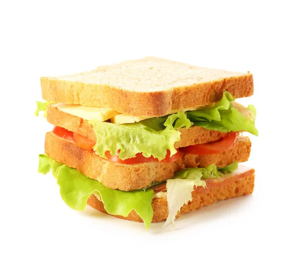 Leckeres Sandwich Auf Weißem Hintergrund — Stockfoto