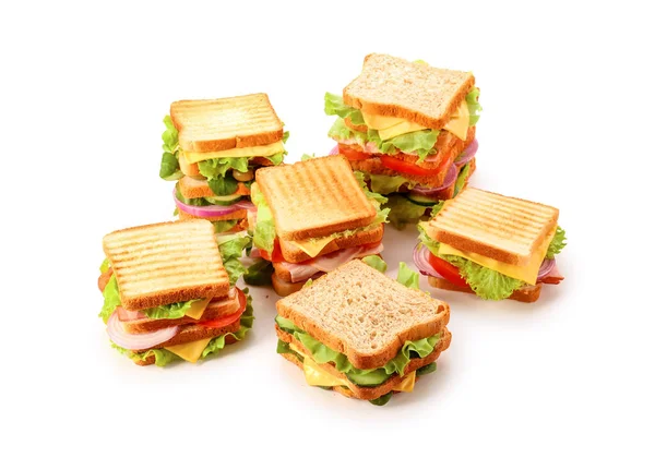 Sandwichs Savoureux Sur Fond Blanc — Photo