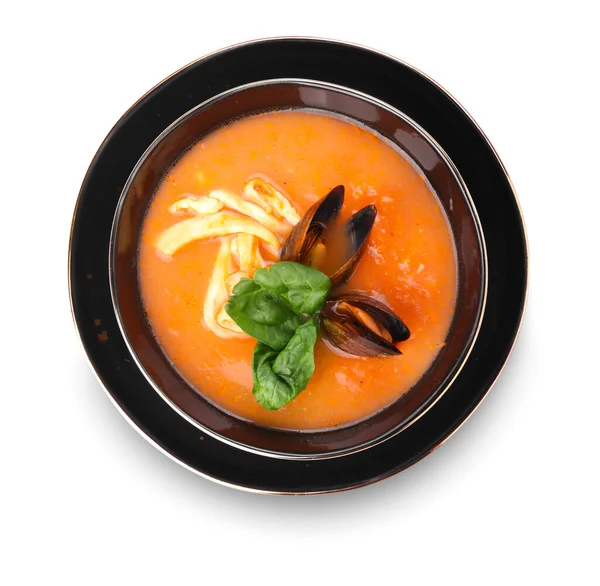 Bowl Tasty Cacciucco Soup White Background — Stock Photo, Image