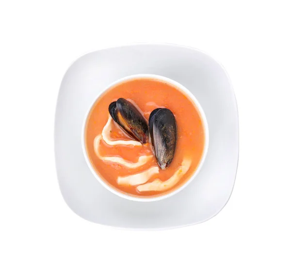 Mangkuk Cacciucco Lezat Sup Latar Belakang Putih — Stok Foto