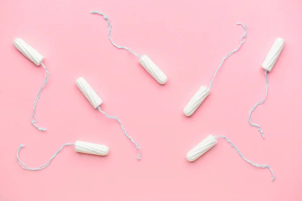 Tampons Color Background Top View — Stock Photo, Image