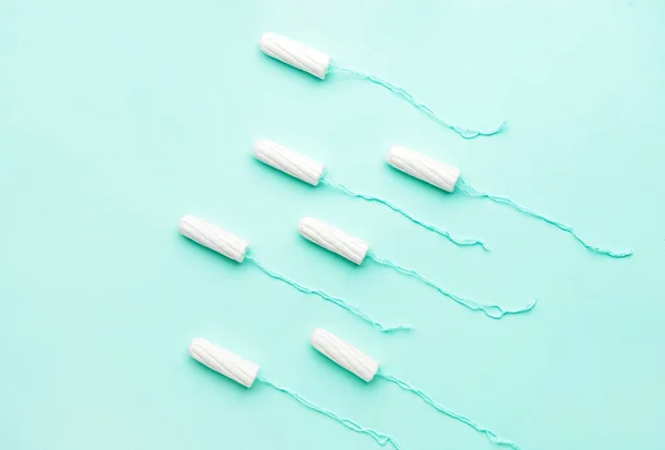 Tampons Auf Farbigem Hintergrund Draufsicht — Stockfoto