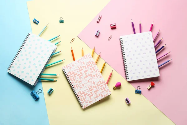 Stationery Supplies Color Background — Stock Photo, Image