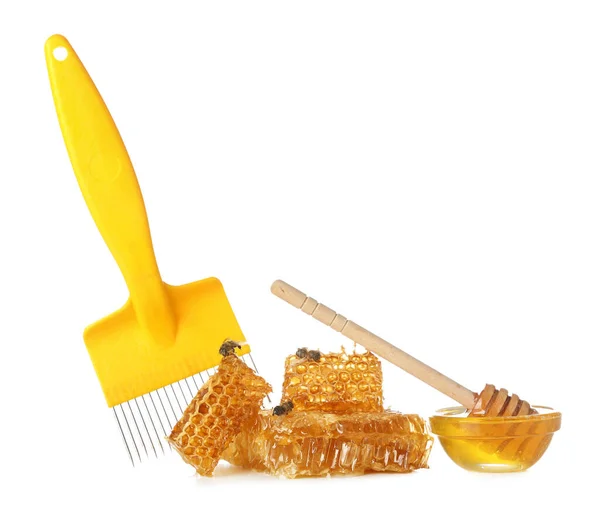 Bee Hive Uncapping Tool Honey White Background — Stock Photo, Image