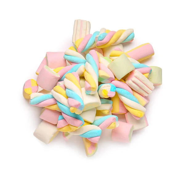 Marshmallows Saborosos Fundo Branco — Fotografia de Stock