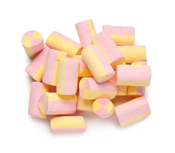 Lekkere Marshmallows Witte Achtergrond — Stockfoto