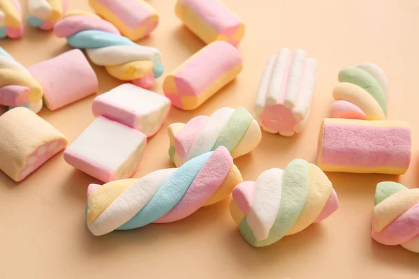 Tasty Marshmallows Color Background — Stock Photo, Image