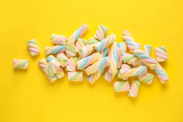 Tasty Marshmallows Color Background — Stock Photo, Image