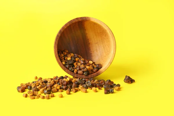 Bowl Bee Pollen Color Background — Stock Photo, Image