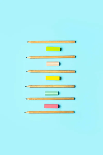 Pencils Erasers Color Background — Stock Photo, Image
