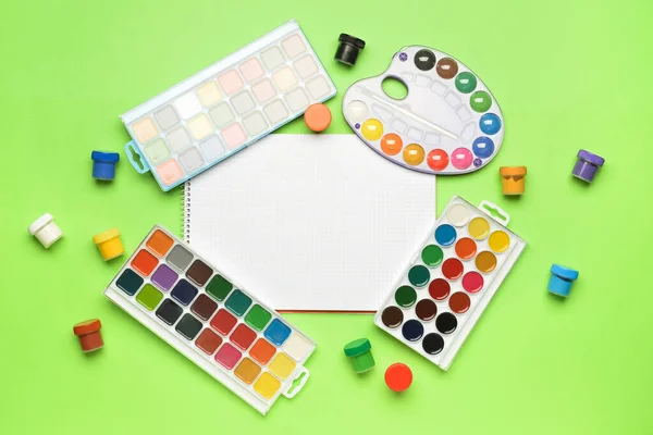 Notebook Paints Color Background — Stock Photo, Image