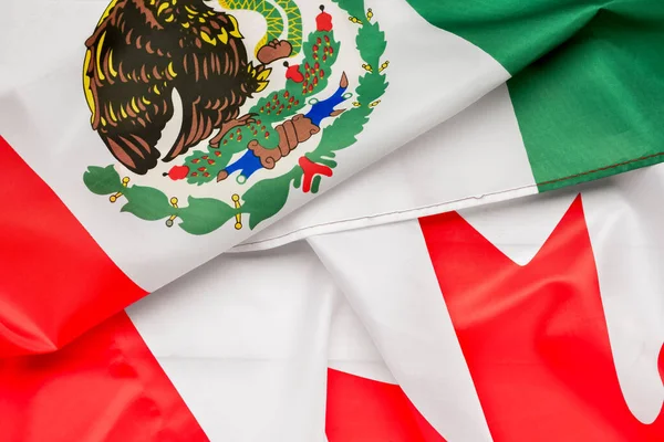 Bandeiras Canadá México Como Pano Fundo Close — Fotografia de Stock