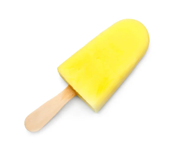 Tasty Pineapple Popsicle White Background — Stock Photo, Image