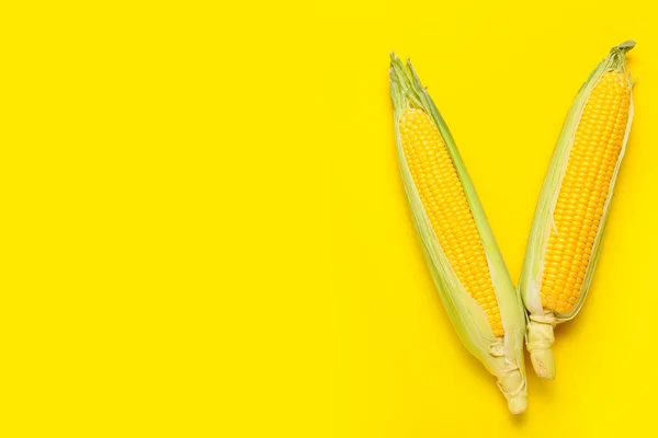 Свіжі Кукурудзяні Цицьки Кольоровому Фоні — стокове фото