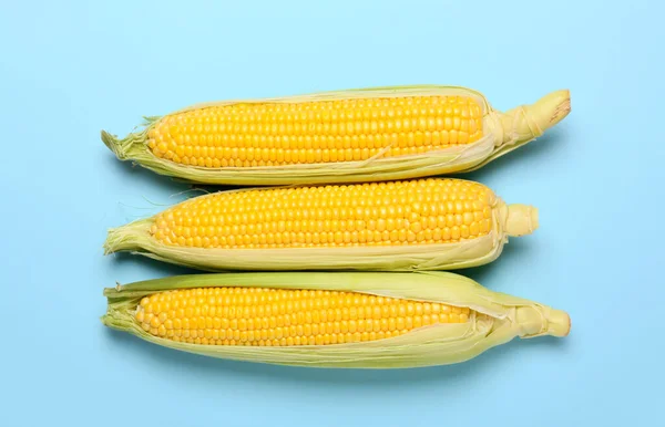 Fresh Corn Cobs Color Background — Stock Photo, Image