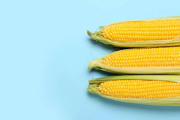 Fresh Corn Cobs Color Background Closeup — Stock Photo, Image