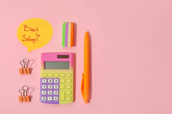 Paper Text Back School Stationery Color Background — Stock Photo, Image