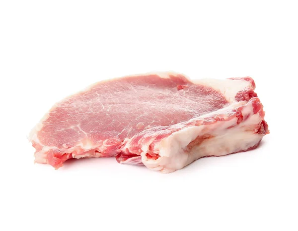 白色背景上的生猪肉牛排 — 图库照片