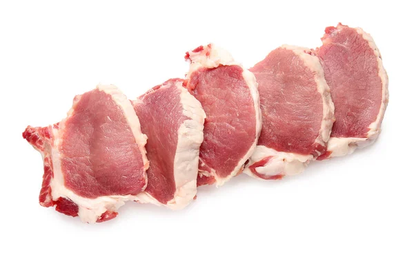Raw Pork Steaks White Background — Stock Photo, Image