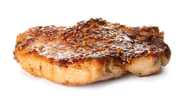 배경에는 맛있는 돼지고기 스테이크 — 스톡 사진