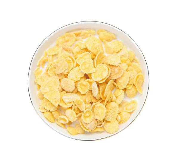 Bowl Tasty Cornflakes Milk White Background — Stock Photo, Image