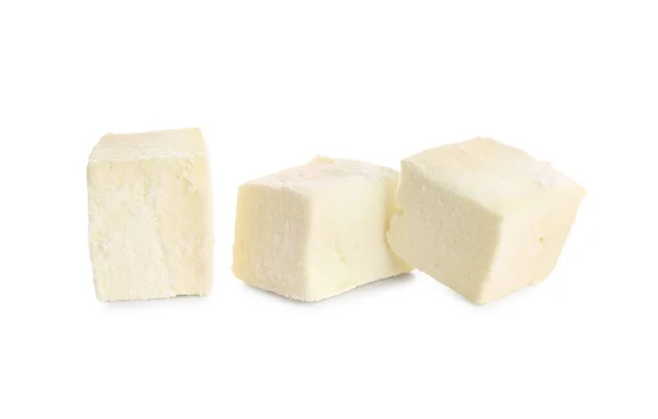 Saborosos Doces Marshmallows Fundo Branco — Fotografia de Stock