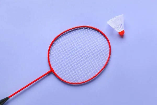 Badminton Raquete Shuttlecock Fundo Cor — Fotografia de Stock