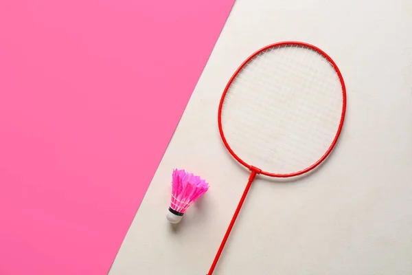 Badminton Racket Shuttlecock Color Background — Stock Photo, Image