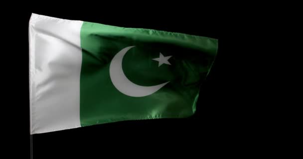 黒を背景にパキスタンの旗を振る — ストック動画