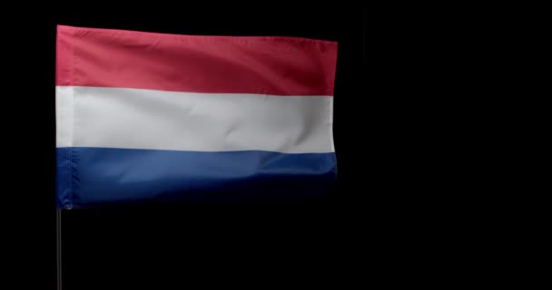 Zwaaiende Vlag Van Nederland Zwarte Achtergrond — Stockvideo