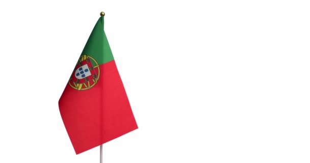 Bandera Portugal Sobre Fondo Blanco — Vídeo de stock