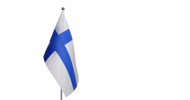 Vlag Van Finland Witte Achtergrond — Stockvideo