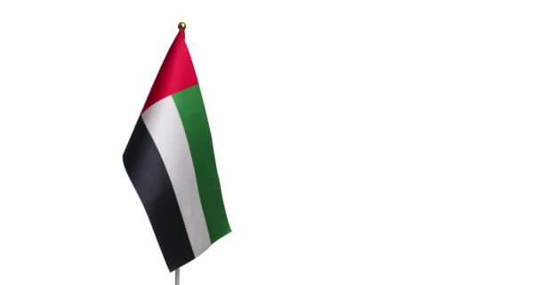 Flagge Der Vereinigten Arabischen Emirate Auf Weißem Hintergrund — Stockvideo