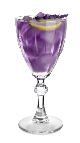 Glass Fresh Cocktail Lavender White Background — Stock Photo, Image