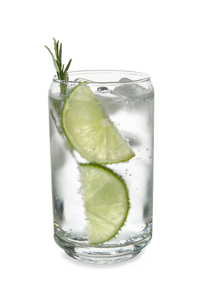 Vidro Gin Frio Tônico Fundo Branco — Fotografia de Stock