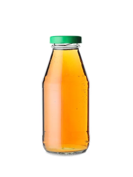 Bottle Tasty Apple Juice White Background — Stock Photo, Image