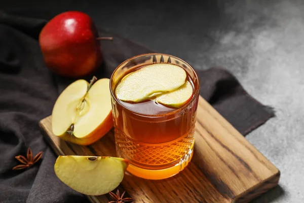 Glass Apple Juice Fresh Fruits Table — Stock Photo, Image