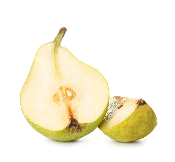Tasty Cut Pear White Background — Stock Photo, Image
