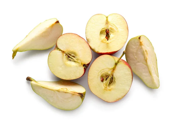 Tasty Cut Pear Apple White Background — Stock Photo, Image