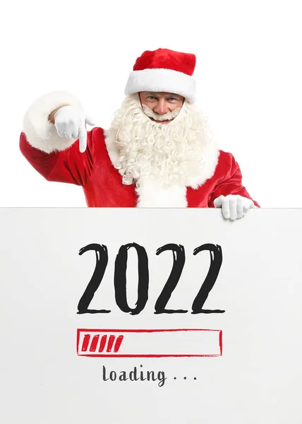 Kerstman Witte Achtergrond Concept Van Nieuwjaar 2022 — Stockfoto