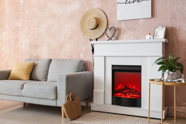 Modern Fireplace Interior Living Room — Stock Photo, Image