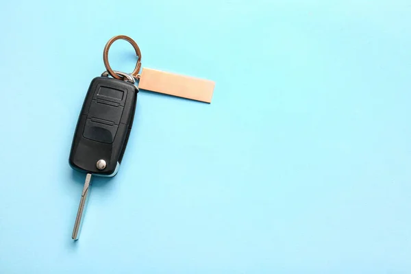 Car Key Stylish Keychain Color Background — Stock Photo, Image