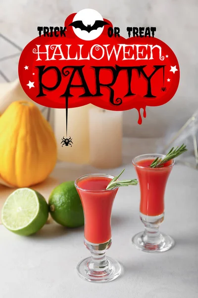 Tomas Sabroso Cóctel Bloody Mary Para Fiesta Halloween Sobre Fondo — Foto de Stock