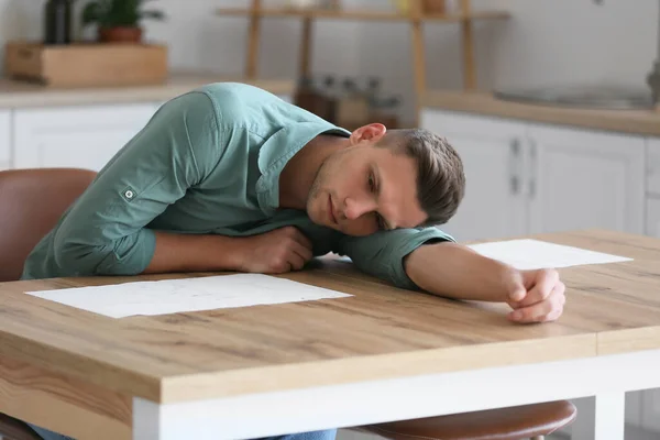 Depressed Young Man Home — Stock Photo, Image